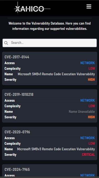 Vulnerability Database (phone)