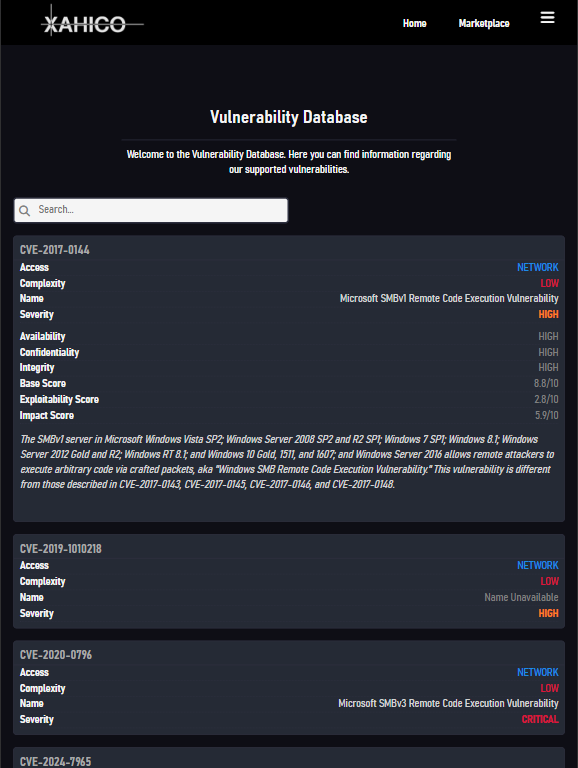 Vulnerability Database (tablet)